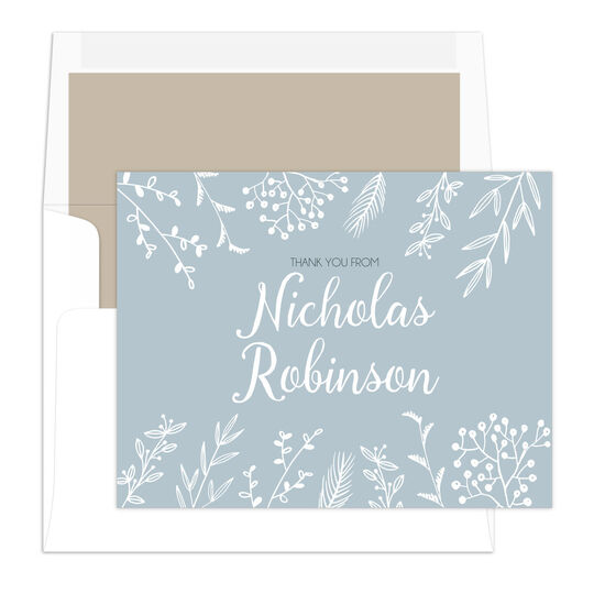 Modern Floral Folded Thank You Note Cards